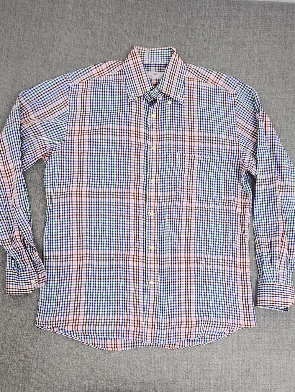 Carroll And Company Beverly Hills Made in Italy Taylored Pink & Blue Dress Shirt